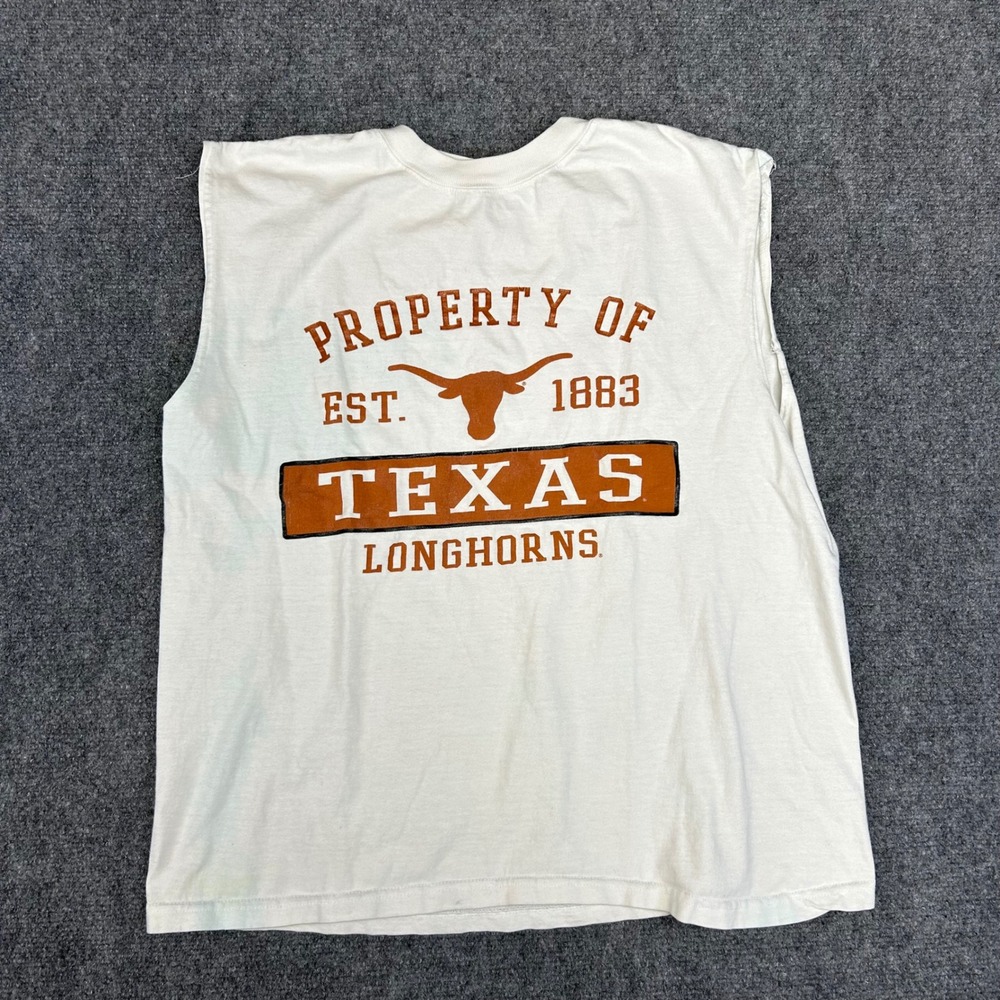 Cadre Athletic Texas Longhorns Muscle Tee Sleeveless Shirt White Burnt Orange L